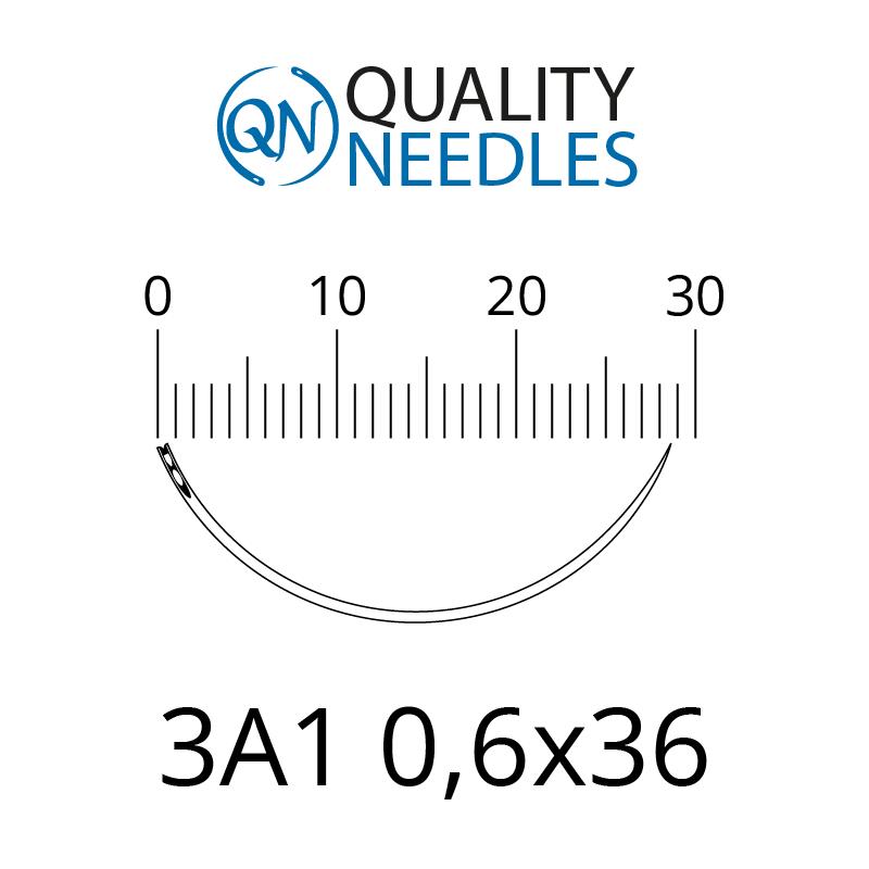 Голки хірургічні колючі, 3/8, пружинне вушко, розмір 0,6х36 мм, 10 шт.